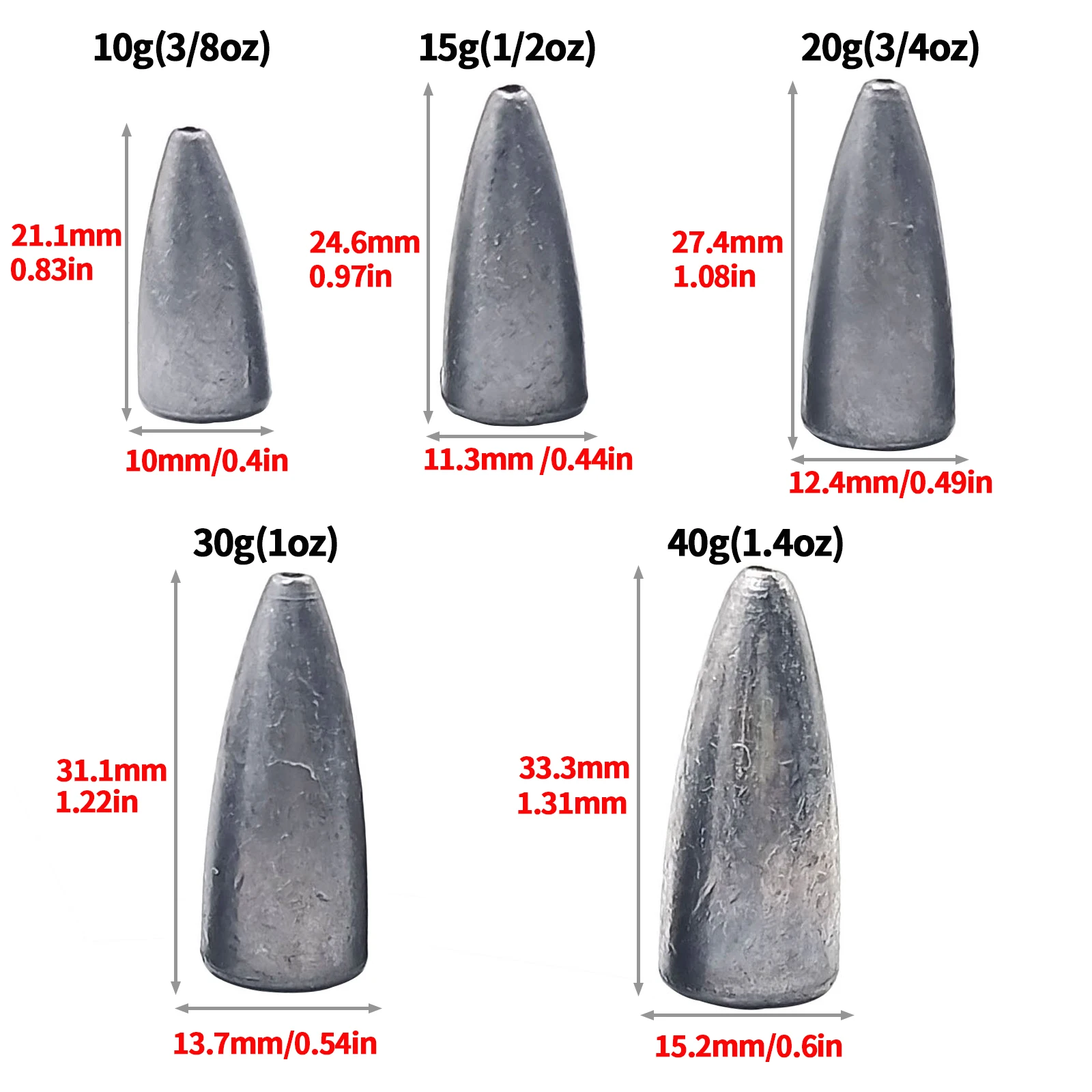 Pesos de pesca Bullet Sinker agua salada 10g 15g 20g 30g 40g pesas de gusano de plomo para aparejos de pesca de lubina de Texas Carolina - imagen 4