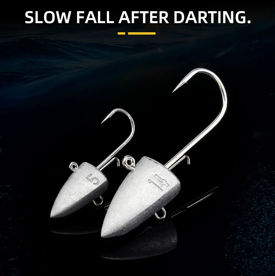 Anzuelos de pesca con dardo de 10 piezas, 3,5g, 5g, 7g, 10g, 14g, 21g, 28g, señuelo de gusano, cabeza de plantilla, cebo Artificial, aparejos de pesca - imagen 5