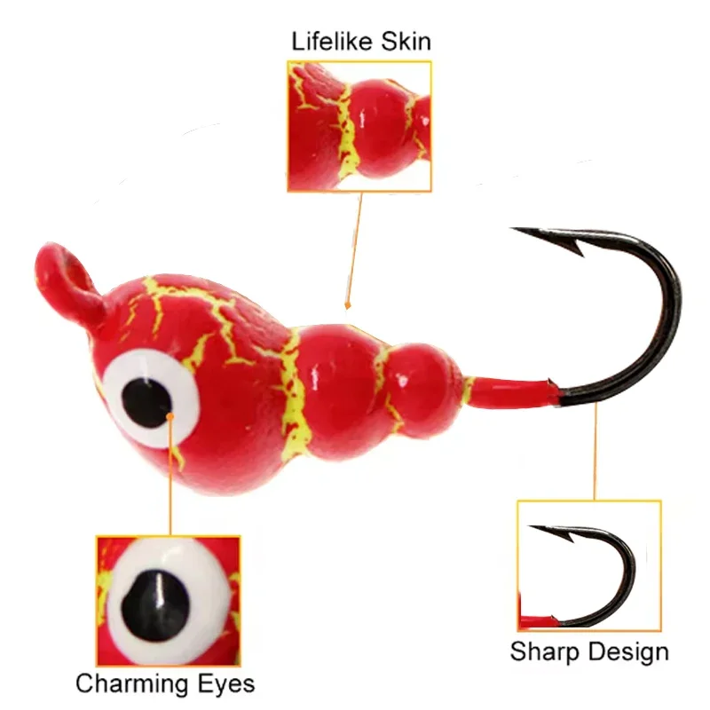 TAKEDO 10 #   12 #   14 #   Anzuelo de pesca en hielo con forma de caracol, Jigbait, señuelo de pesca en hielo, anzuelo con cabeza de anzuelo para carpa y lubina - imagen 2