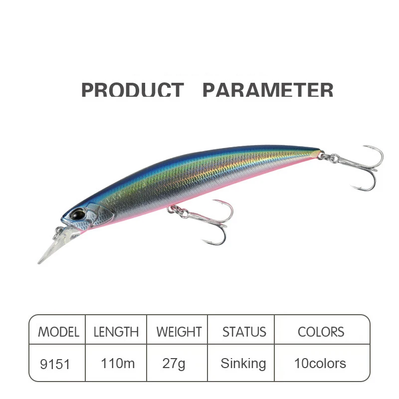 Señuelo de pesca Minnow, 110mm, 27g, cebo duro Artificial Isca, Crankbait, lubina, carpa, Wobbler para aparejos de pesca - imagen 2