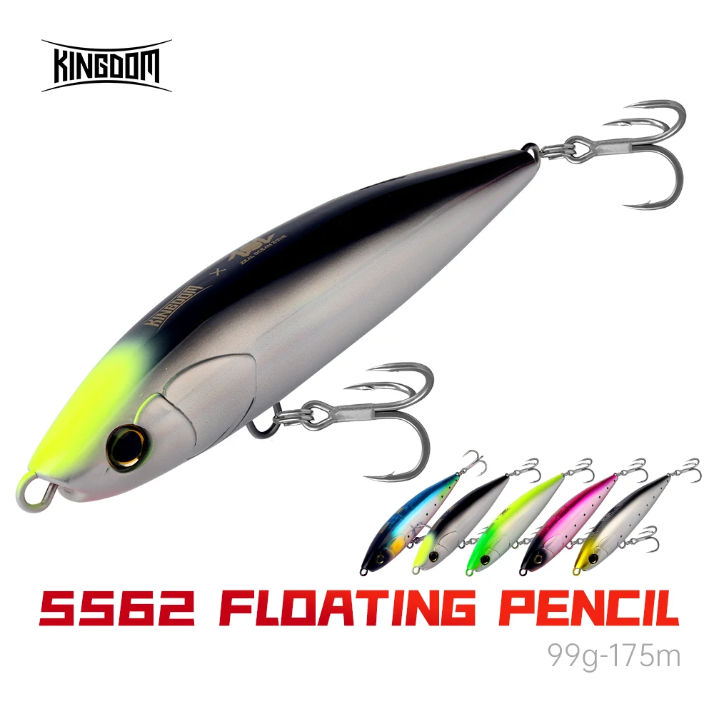 Señuelo de Pesca Kingdom, lápiz flotante, 99g, 175mm, Wobbler de Pesca duro artificial, tiro largo, Jerkbait, Topwater, Swimbait, cebos de Pesca