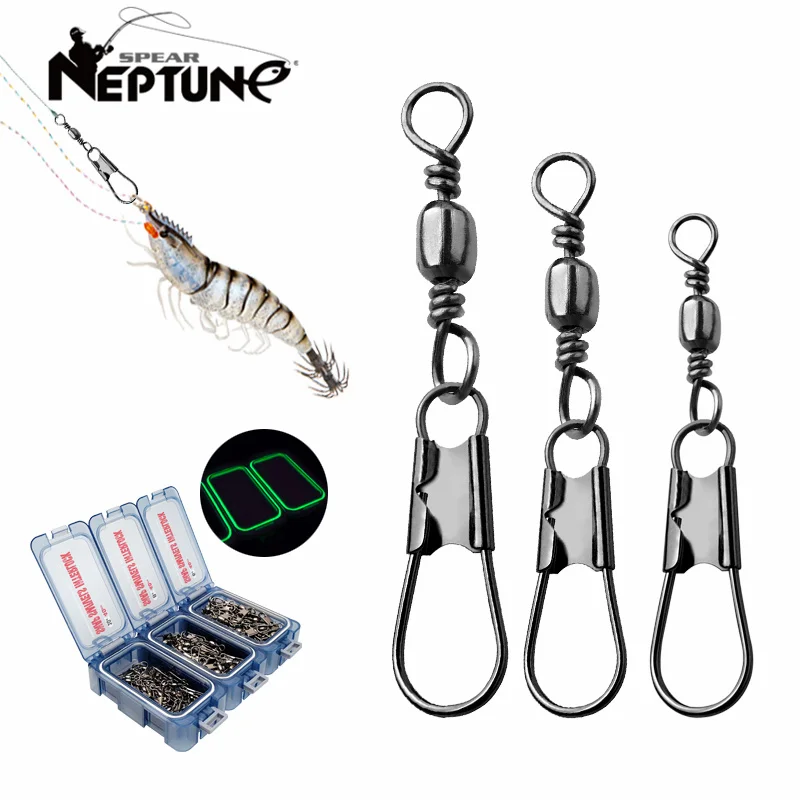 40 piezas de conector de pesca Pin 6 # -10 #   Rodamiento de acero inoxidable, accesorios de aparejos de pesca giratorios para anzuelo de señuelo con caja