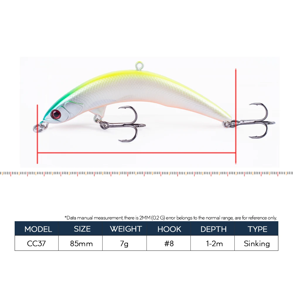 Hanlin-Cebo de lápiz curvado para Pesca, Señuelos flotantes de plástico duro, aparejos de lubina, 8,5 cm, 7g - imagen 2