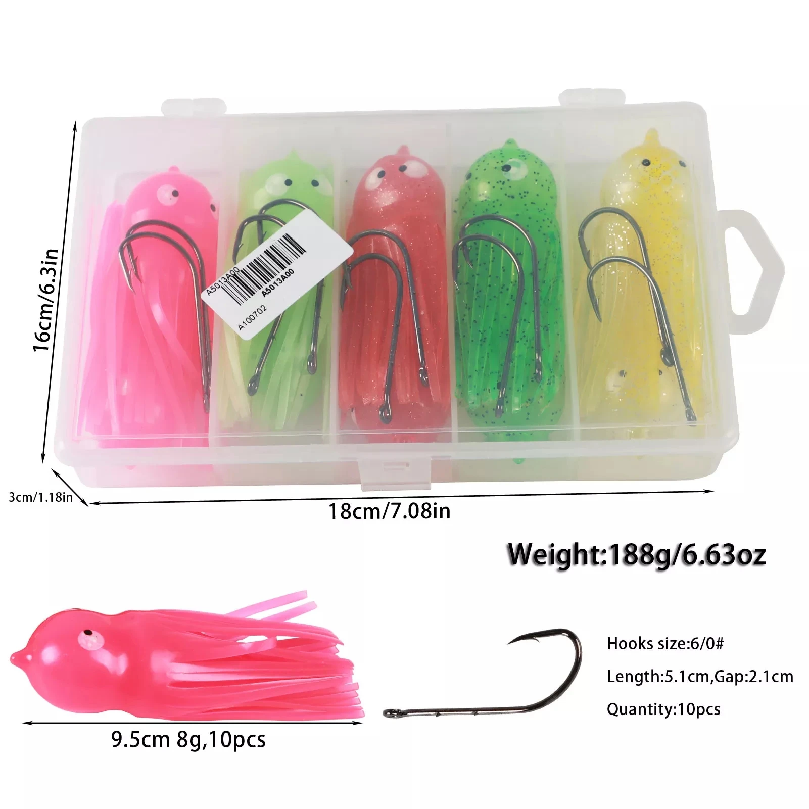 Señuelos suaves de pulpo FREE FISHER con anzuelo afilado para pesca - imagen 5