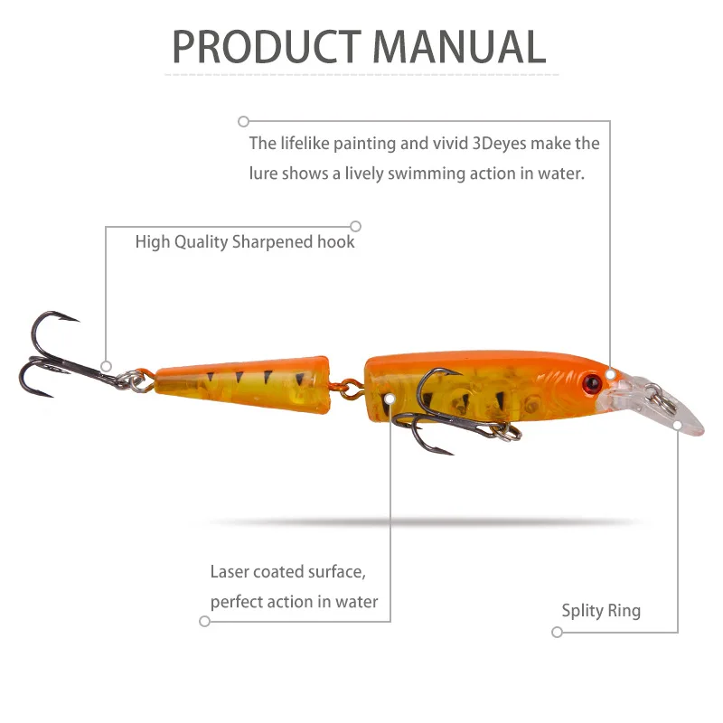 5 uds Lua Bait Minnow 10cm/9g cebo duro de dos secciones señuelo simulado cebo falso de imitación Warp-Bill señuelo de lubina aparejos de pesca - imagen 4