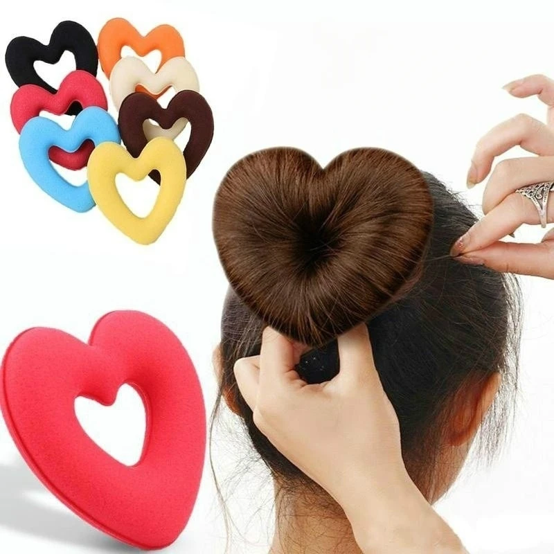 Tocado de moda, moño de Donut en forma de corazón, esponja mágica de espuma, herramienta de estilismo para el cabello, peinado de princesa para mujer, elegante, de alta calidad - imagen 2