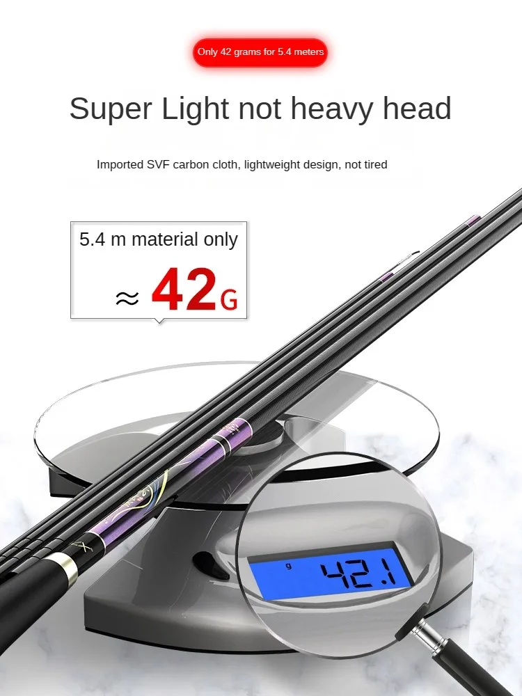 Caña De pescar ultraligera, caña De pescar ultraligera De mano cruciana superdura De 28/19 m-2,7 m, caña De pescar De Taiwán De alto carbono, 37/7,2 Tune - imagen 4