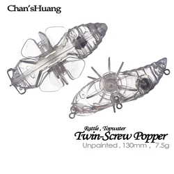Chan'sHuang Popper Topwater sin pintar – Señuelo con doble tornillo