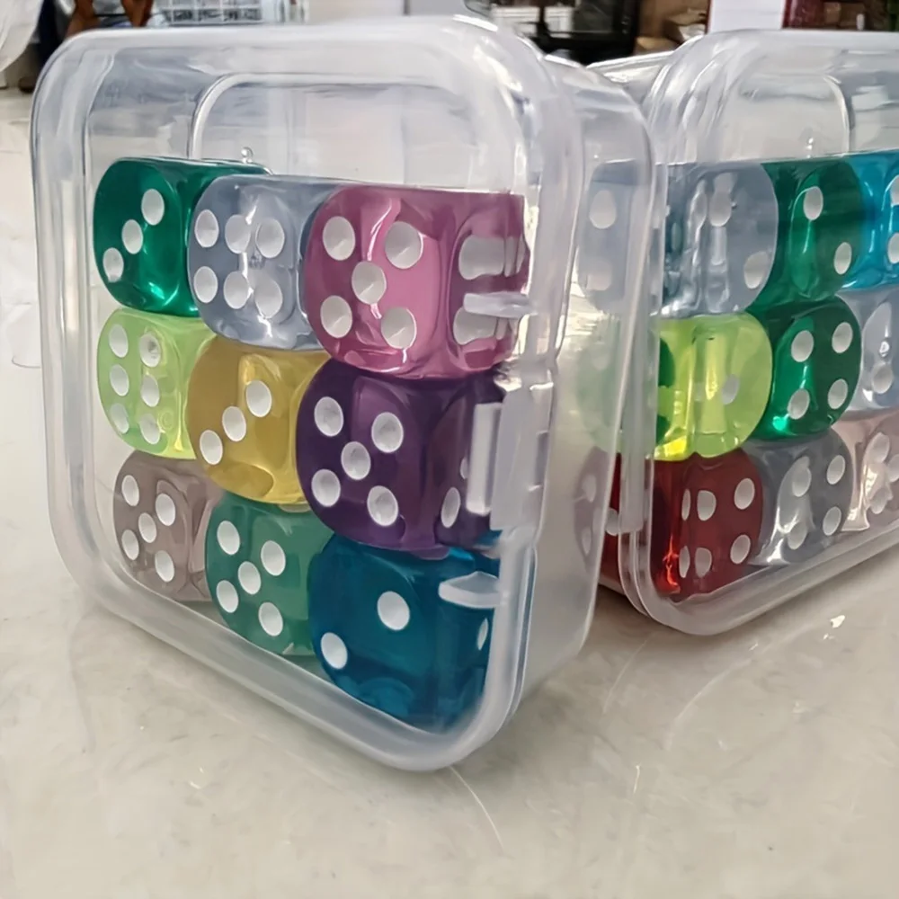 Dados coloridos 14mm con estuche para juegos de mesa y bar