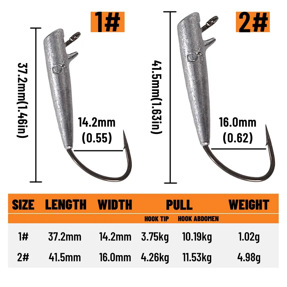 ZUKIBO Ozark Jig Head de plomo – Resistente a corrosión para lubina - imagen 5