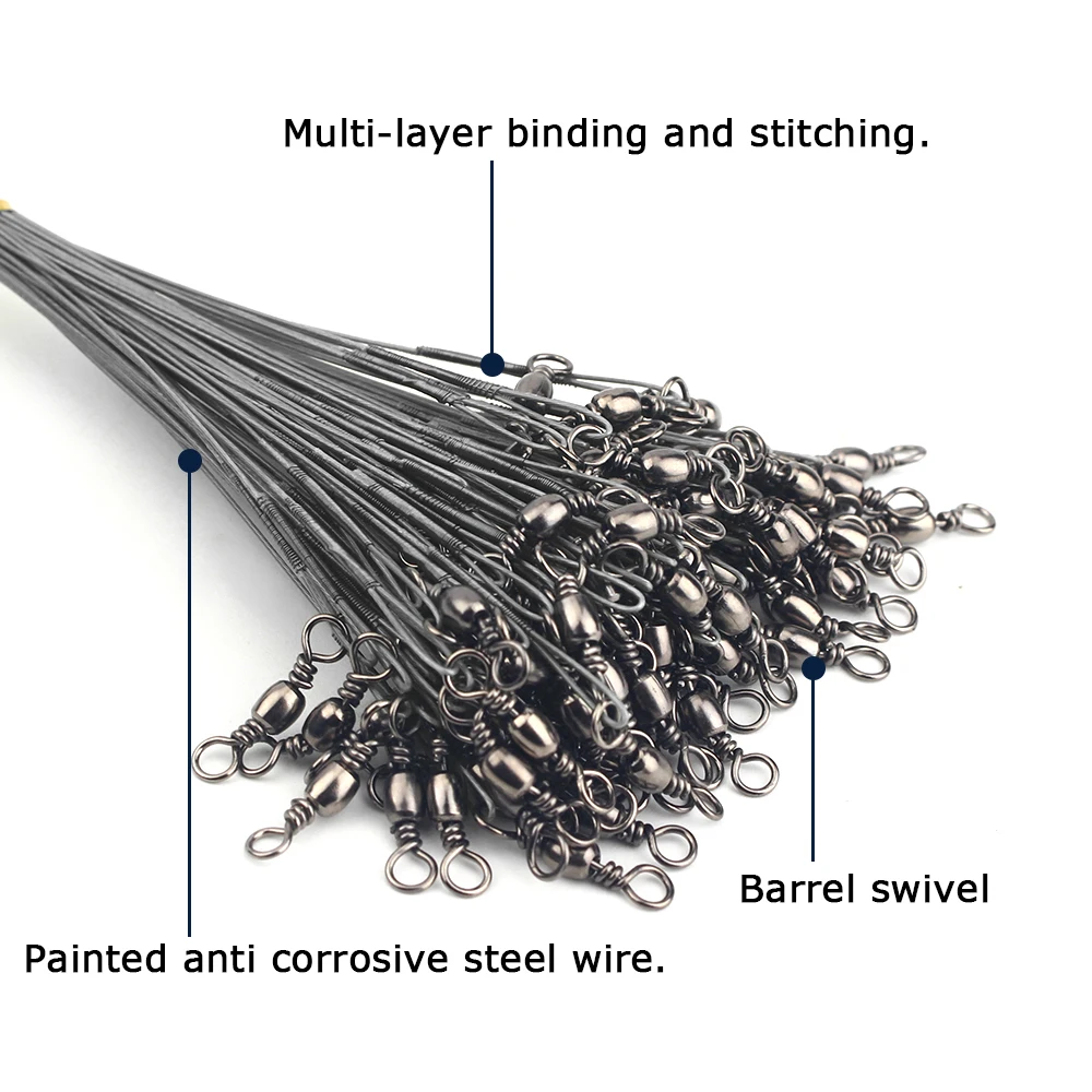 DNDYUJU-Hilo de pescar de acero antimordedura, líder de alambre de acero con accesorio giratorio, correa de núcleo de plomo, alambre de pesca, 20 piezas - imagen 5