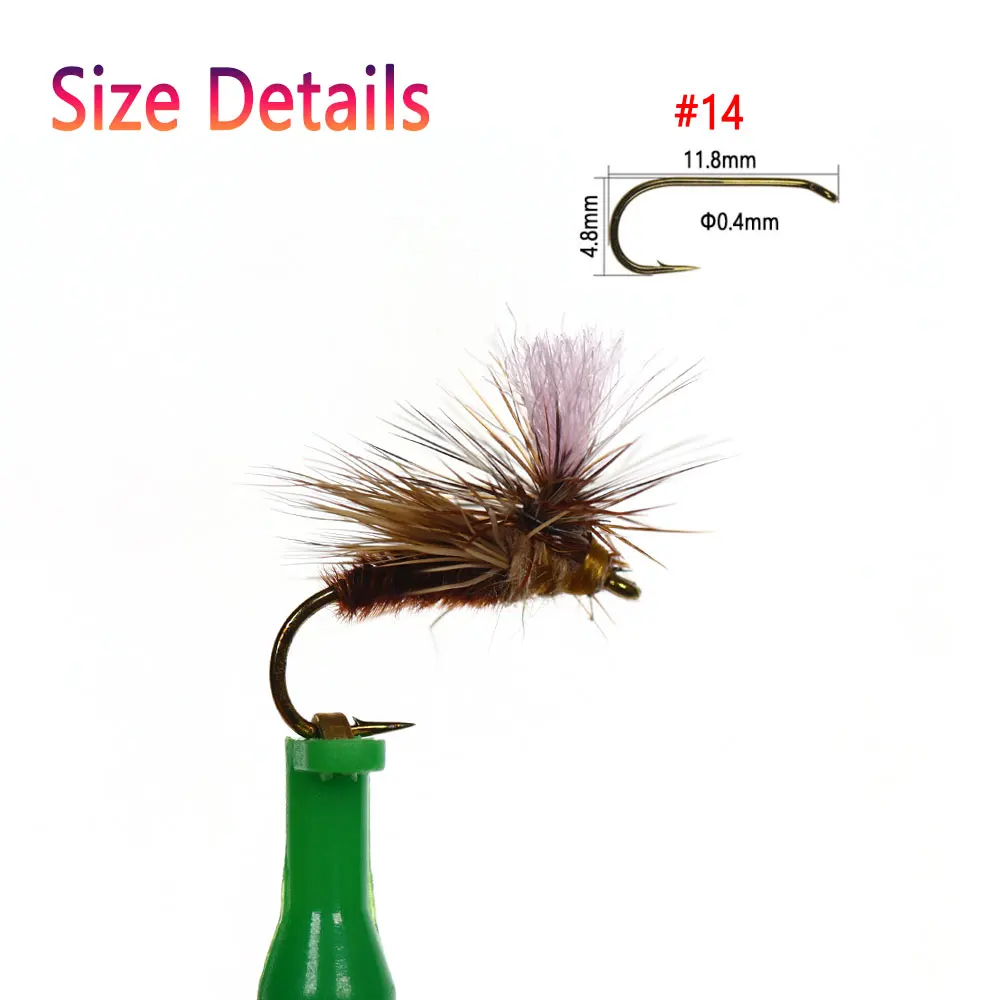 Bimoo-SEÑUELOS DE pesca de trucha, piezas #14, paracaídas seco, alce, oreja de liebre, Dub Throax - imagen 3