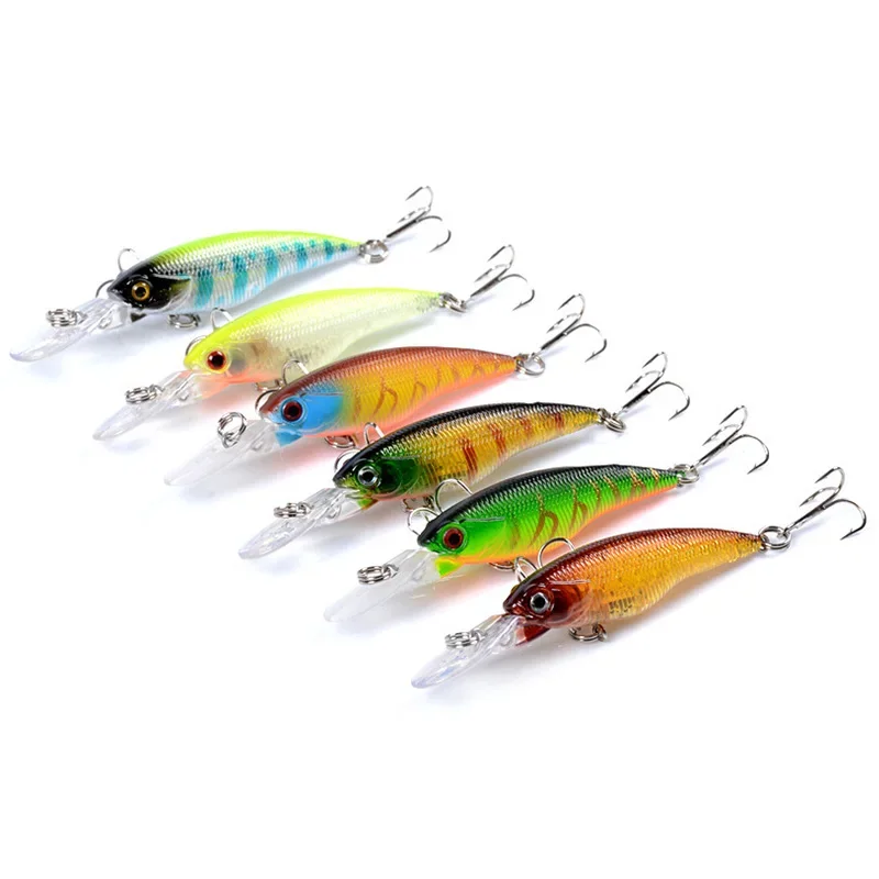 Juego de Señuelos de Pesca Minnow, 6 uds., 5,5g, 8cm, cebo duro Artificiai, Wobblers, señuelos Crankbait, aparejos de pesca Crankbait - imagen 2