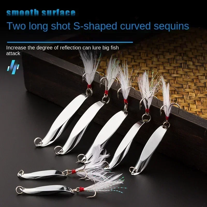 1 Uds. Señuelos de cuchara giratoria de Metal señuelo de pesca de trucha cebo duro lentejuelas Paillette cebos artificiales Spinnerbait herramientas para peces 5g-28g - imagen 3