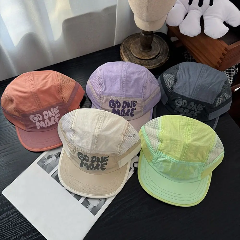 Casual Letter Printing Quick-drying Hat Drawstring Design Japanese Style Sunshade Cap Thin Adjustable Sun Visor Cap Unisex