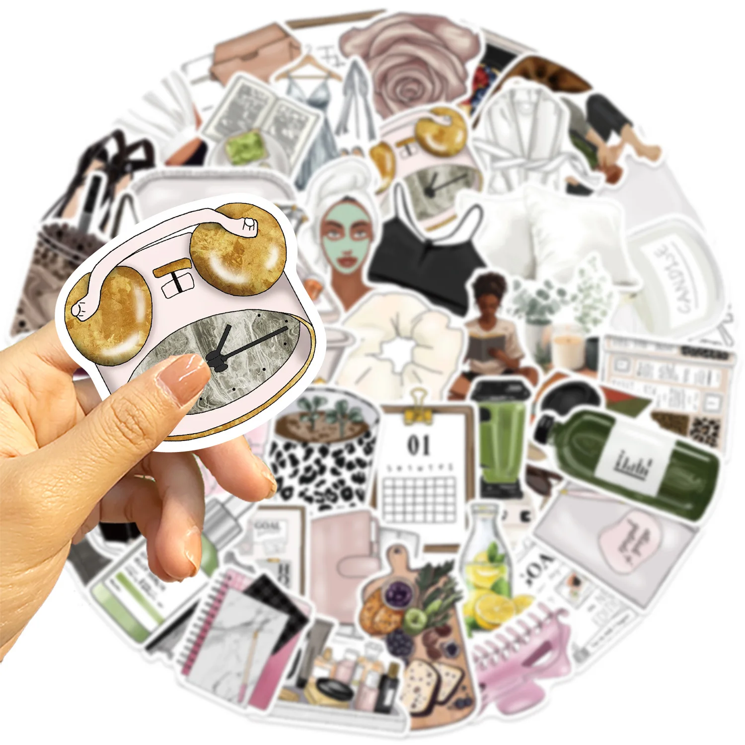 50 Uds. De pegatinas de grafiti artísticas de estética INS para chica limpia, teléfono, guitarra, portátil, maleta, taza, pegatina de dibujos animados impermeable, juguetes para niños - imagen 4