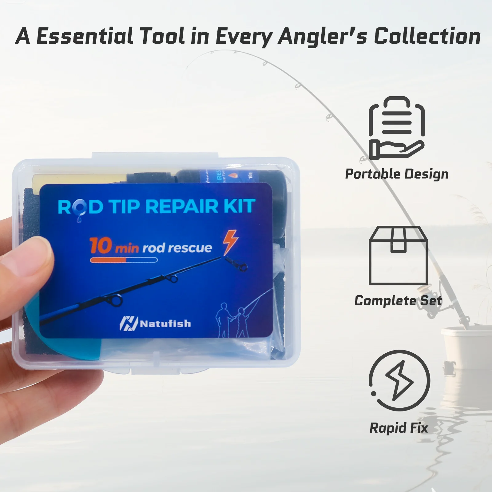 Kit de reparación de puntas de caña de pescar, Kit de reemplazo de guías superiores, anillo de cerámica con cinta de hilo de envoltura de pegamento AB, 9KM, 10 Uds. - imagen 3