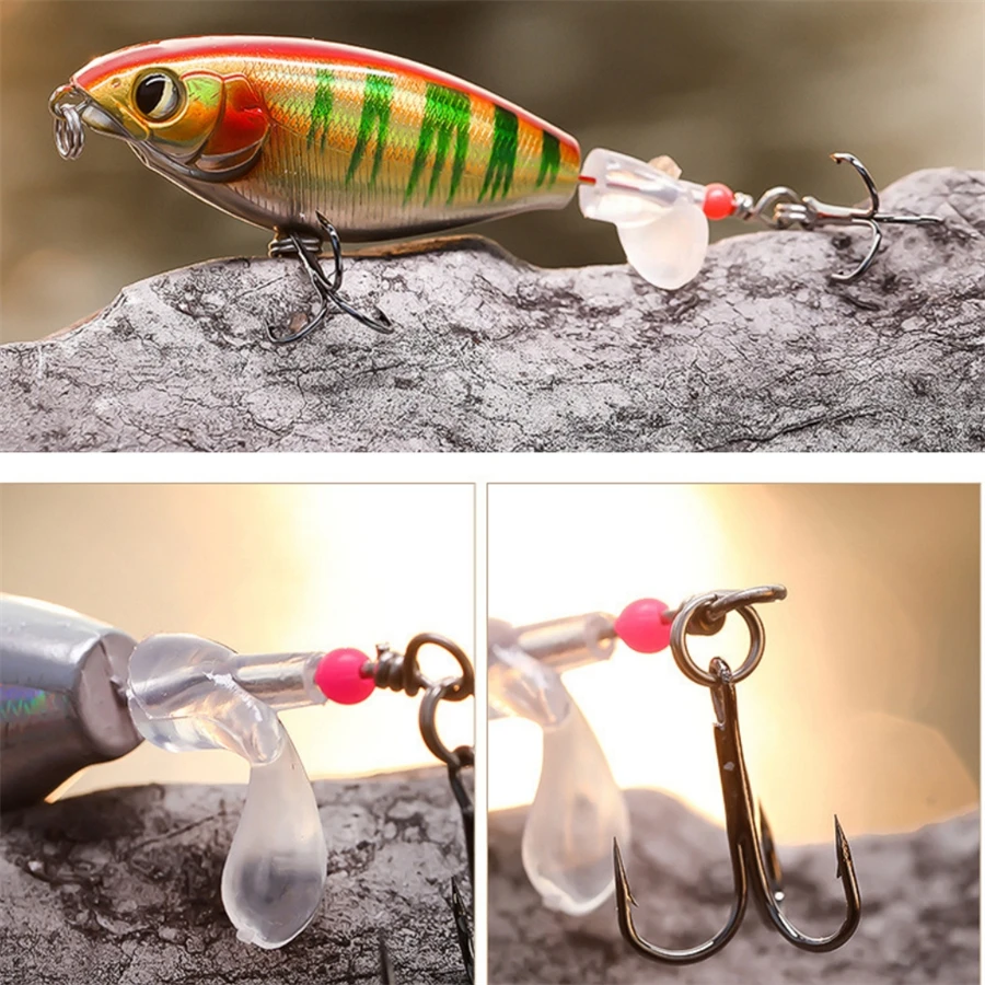 Señuelo de pesca con cola giratoria, 1 piezas, Plopper superior de agua, Zander, Lucio, aparejos de pesca, Crankbait, Wobblers, hélice - imagen 4