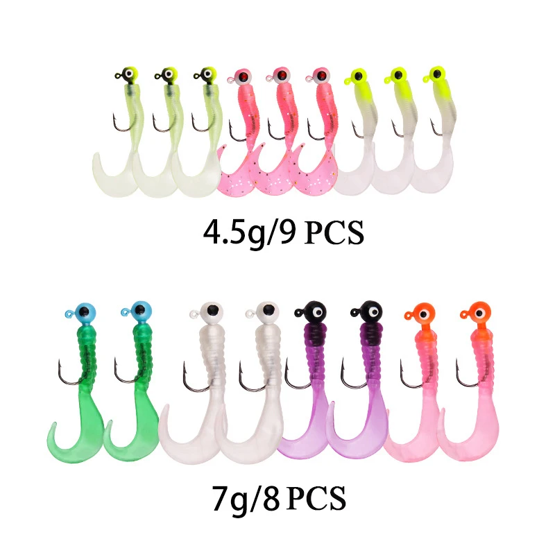 Cebos blandos de silicona para peces pequeños, Señuelos de Pesca de gusano Wobbler, aparejos artificiales para lubina, Lucio, Carpa, 4,5g, 7g, 17 Uds./lote - imagen 2