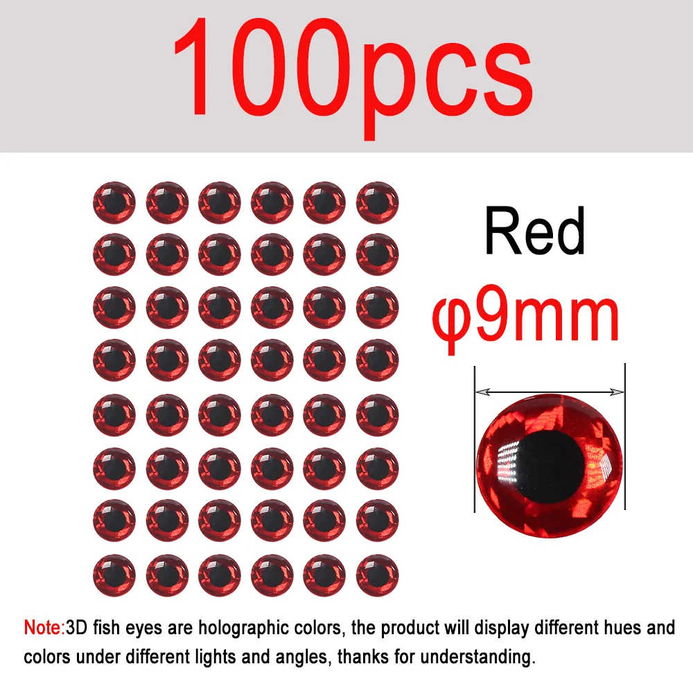 100pcs Red 9mm