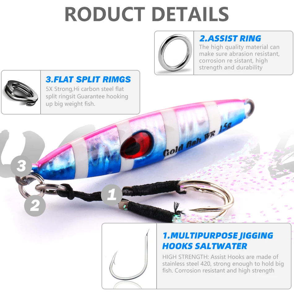 MOOKZZ-señuelo de Pesca de Mar, MJ-039, Jinging, 10G, 15G, 20g, 30g, 40g, 60g, 80g, novedad - imagen 5