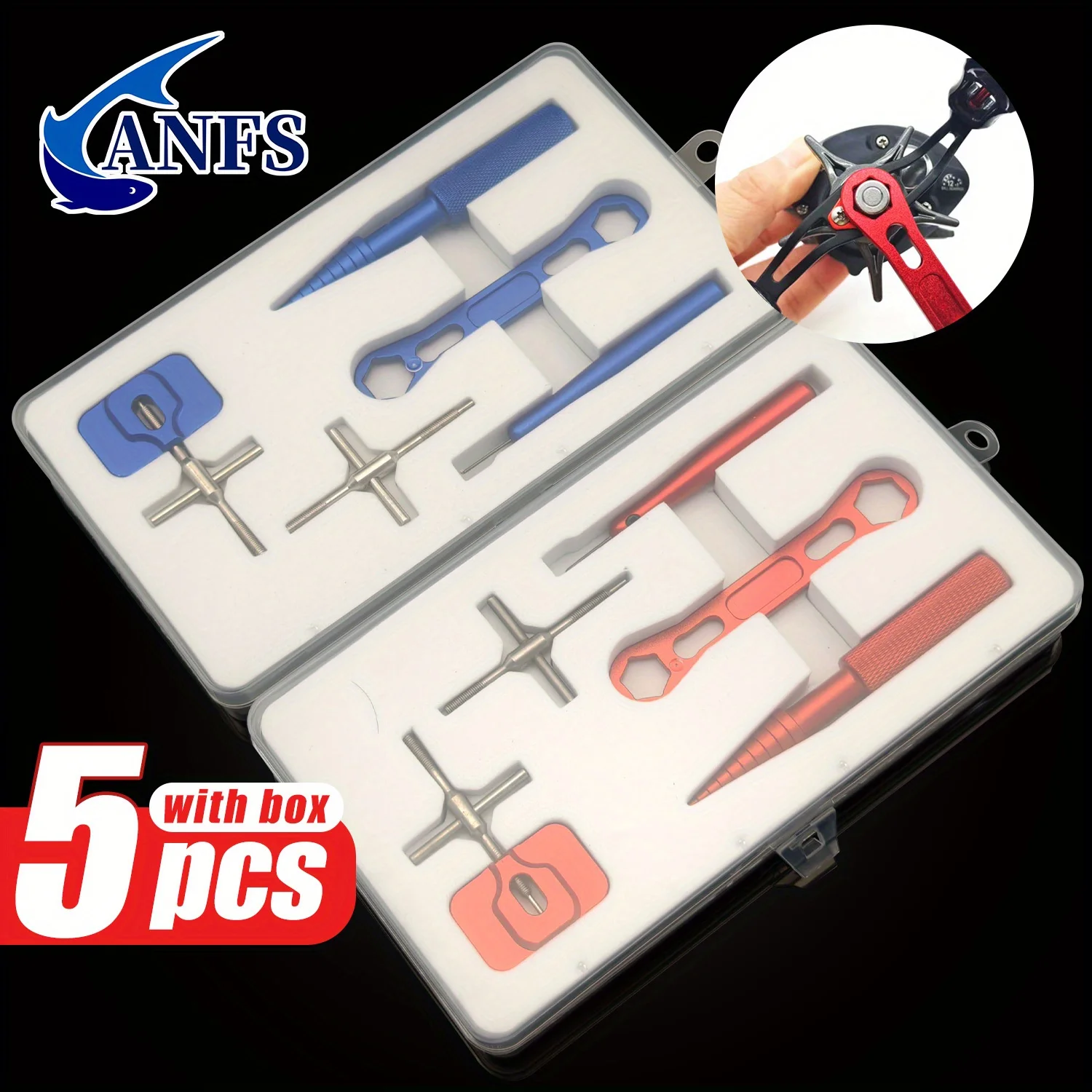 ANFS Kit de herramientas de reparación de carretes de pesca, 5 piezas Kit de herramientas de rodamiento de carrete de pesca Kit removedor de cojinetes de carrete Herramientas de uso DIY - imagen 2