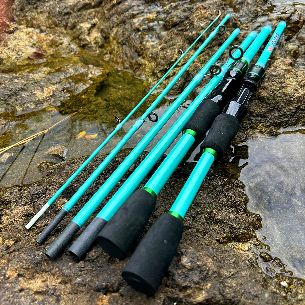 Cañas de pescar portátiles de viaje GHOTDA ML Action 4/5 sección 1,8 m 2,1 m caña de pescar de fibra de carbono con mango EVA herramienta para deportes al aire libre - imagen 5