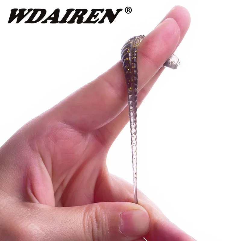 5 uds 7cm 1,8g Jig Wobblers Señuelos de Pesca fácil brillo doble Color silicona cebo Artificial carpa lubina horquilla cola Swimbaits - imagen 3