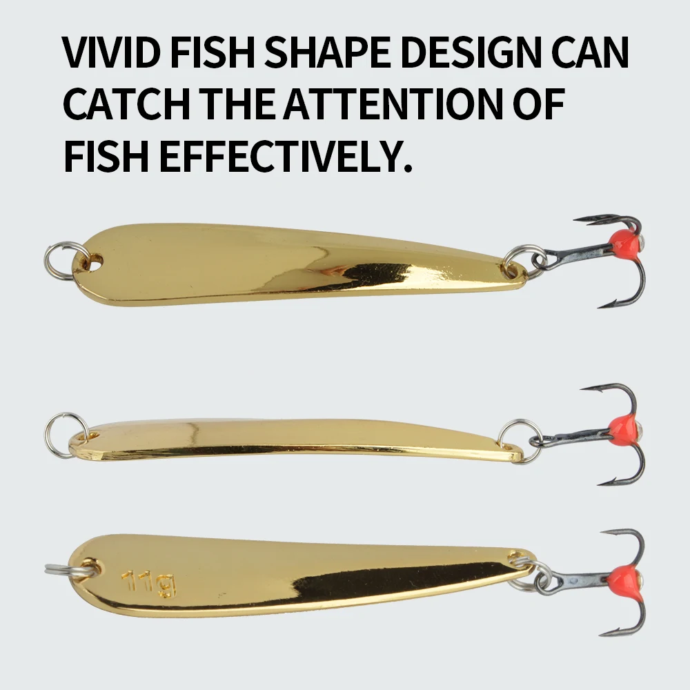 FTK-señuelo de pesca de hielo fundido largo, anzuelo de Metal dorado, Wobblers, cebo Artificial, cuchara giratoria para Lucio de invierno, 5g-11g - imagen 5