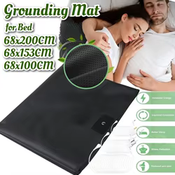 Estera de puesta a tierra para cama W68CM, estera de puesta a tierra, almohadilla de puesta a tierra para un mejor sueño, alivio del estrés, fibra de carbono conductora con cable