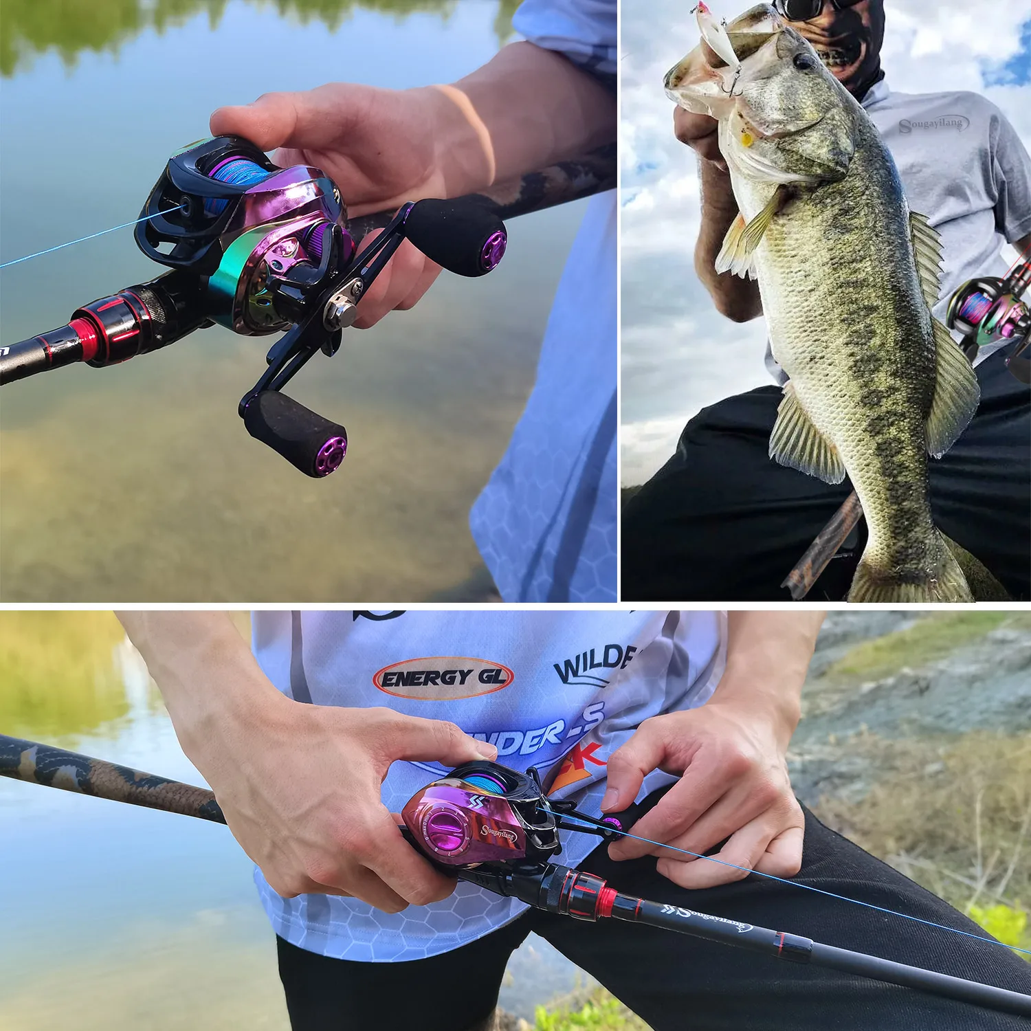 Sougayilang-caña giratoria de fibra de carbono, aparejos de pesca de fundición, peso ultraligero, 4 secciones, 1,8 m, 2,1 m - imagen 5