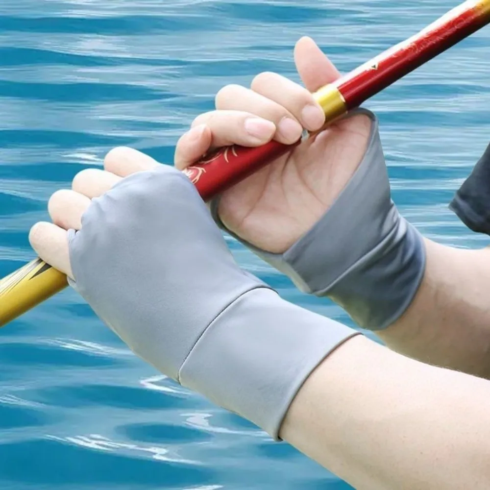 Guantes de pesca para hombre, guantes Anti-UV de seda helada, guantes transpirables con protección solar para exteriores - imagen 5