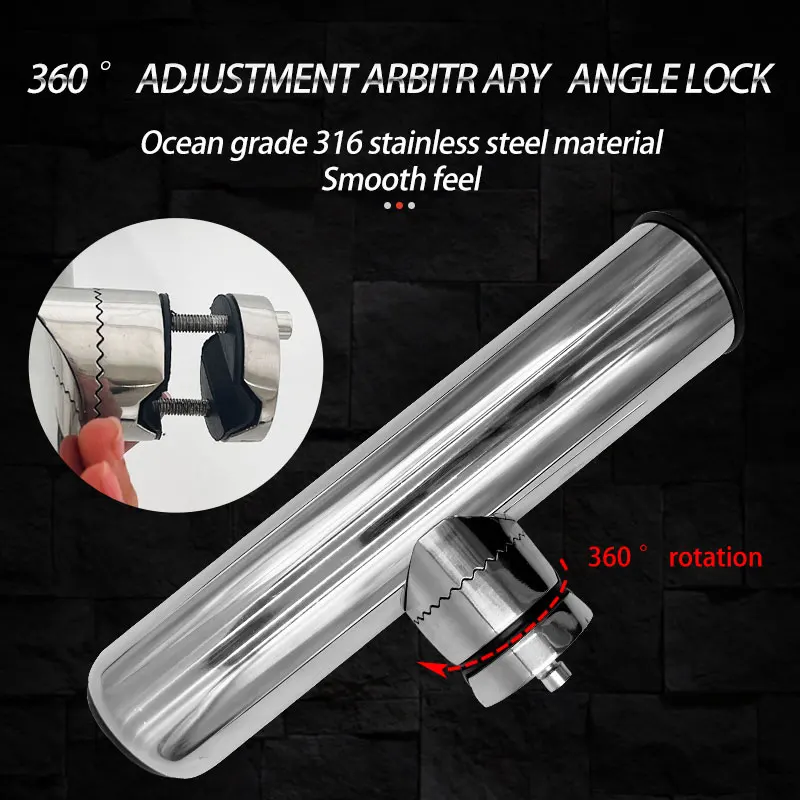 Equipo de pesca, soportes de caña de acero inoxidable, abrazadera en 360 grados, Hardware marino ajustable, soporte de caña de pescar para rieles de barco - imagen 2