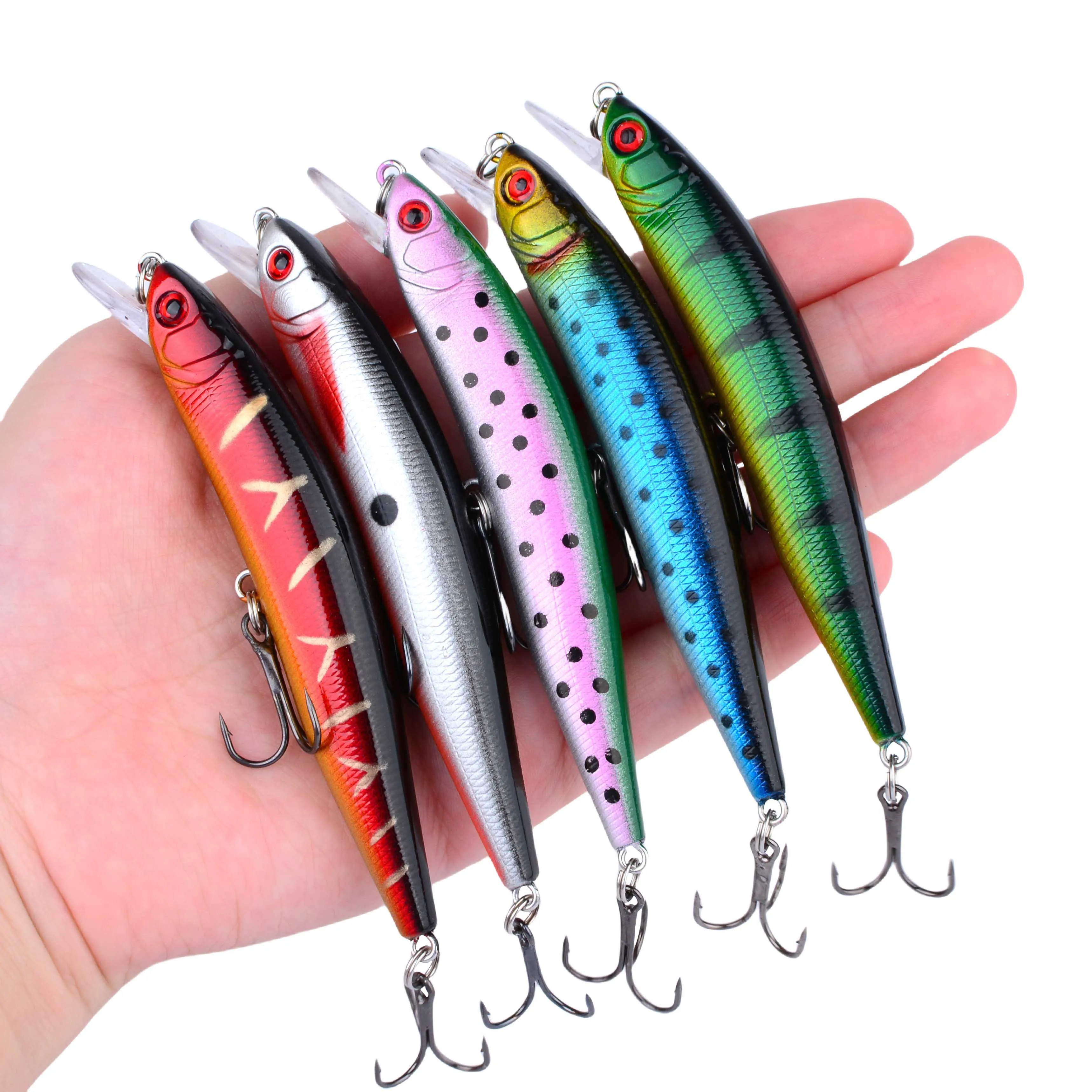 Señuelo de pesca flotante Minnow, 5 uds., Wobblers, Crankbait, cebos duros de plástico Artificial, trucha, Swimbait, Lucio
