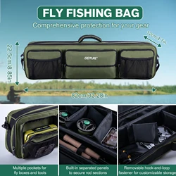 Juego de aparejos de pesca GOTURE, caña de fibra de carbono ultraligera 5/6, mango de corcho, bolsa de herramientas y 30 moscas, equipo completo de pesca con mosca