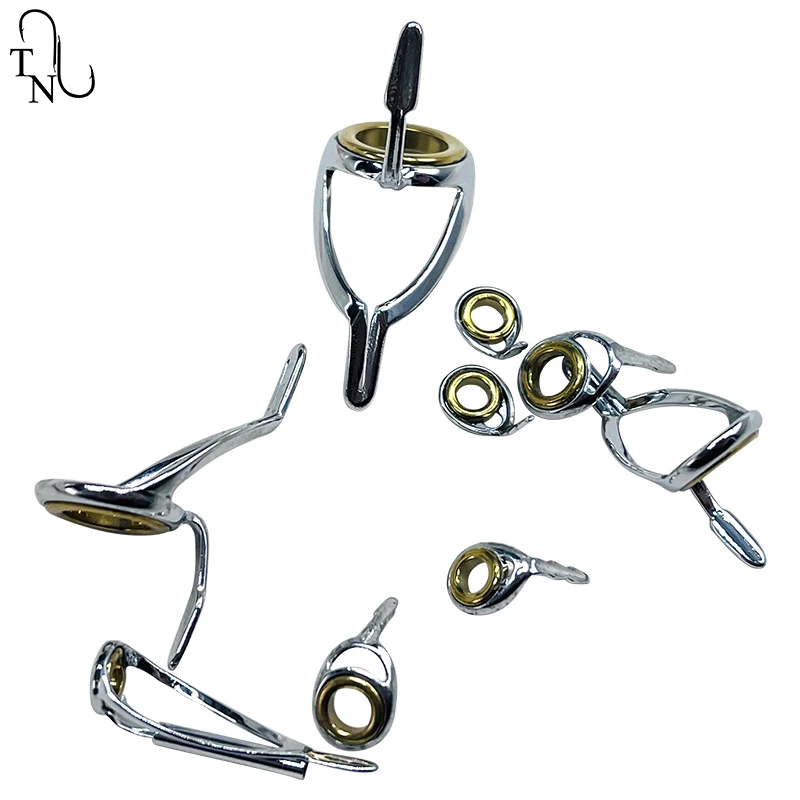 TN18 9 Uds. Kit de reparación de guías de varilla de anillos de cerámica de acero inoxidable con luz de fundición, accesorios de repuesto de tamaño mixto para pesca - imagen 4