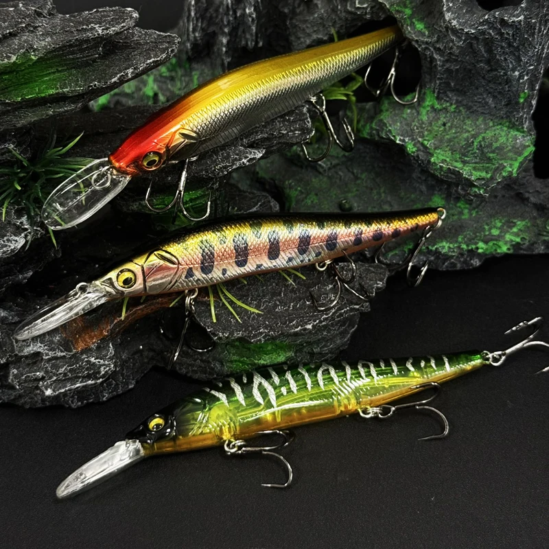 Señuelo de pesca de pececillo flotante, 18g, 110mm, Wobbler de fundición larga, cebo duro Artificial para trucha, agua salada, Swimbait, equipo Jerkbait - imagen 5