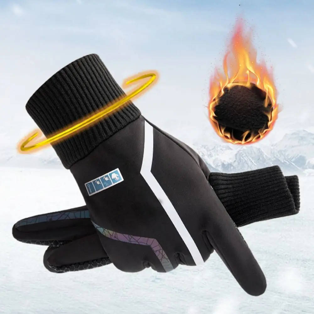 Guantes cálidos de felpa a prueba de viento para invierno, guantes de esquí gruesos impermeables para Snowboard, guantes térmicos de nieve con pantalla táctil para mujer y hombre - imagen 5