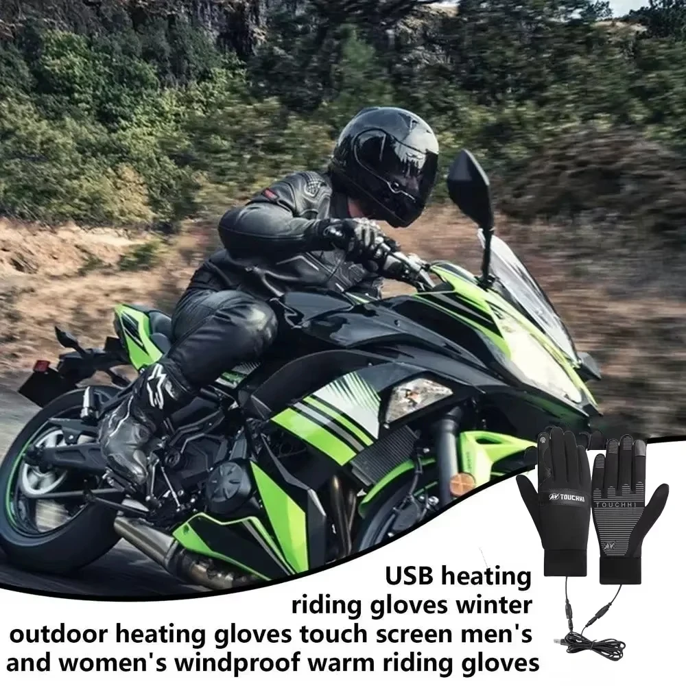 Guantes calefactables con USB, pantalla táctil impermeable, guantes de esquí de invierno, manos cálidas, pesca al aire libre, esquí, guantes para motocicleta y bicicleta - imagen 3