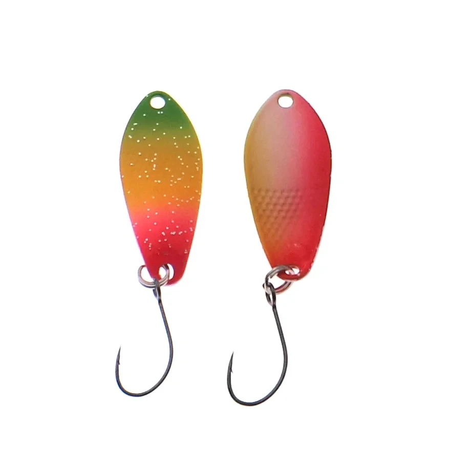 Cucharas de pesca de trucha HITSOLURE, 2,5g, 31mm, cebo de cuchara colorido, señuelo de pesca de Metal de corriente de cobre para trucha, perca, salmón - imagen 5