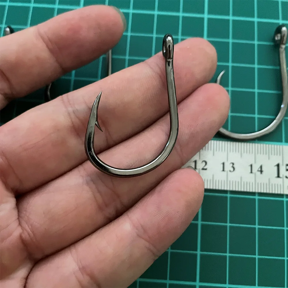 Bimoo-anzuelo de cebo vivo pesado de acero de alto carbono 4X, anzuelo de mar superfuerte, anzuelo de pesca para Grouper de juego grande, Snappe, Hapuka, 3/0-10/0, 20 piezas - imagen 5