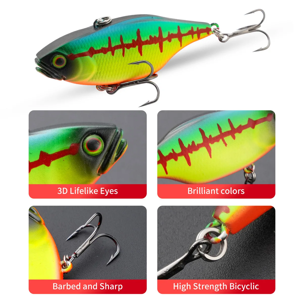 Testar 60mm 15g cebo de vibración que se hunde Rattlin láser Swimbait Señuelos de pesca de fundición larga hielo invierno VIB cebo duro aparejos de Lucio - imagen 3