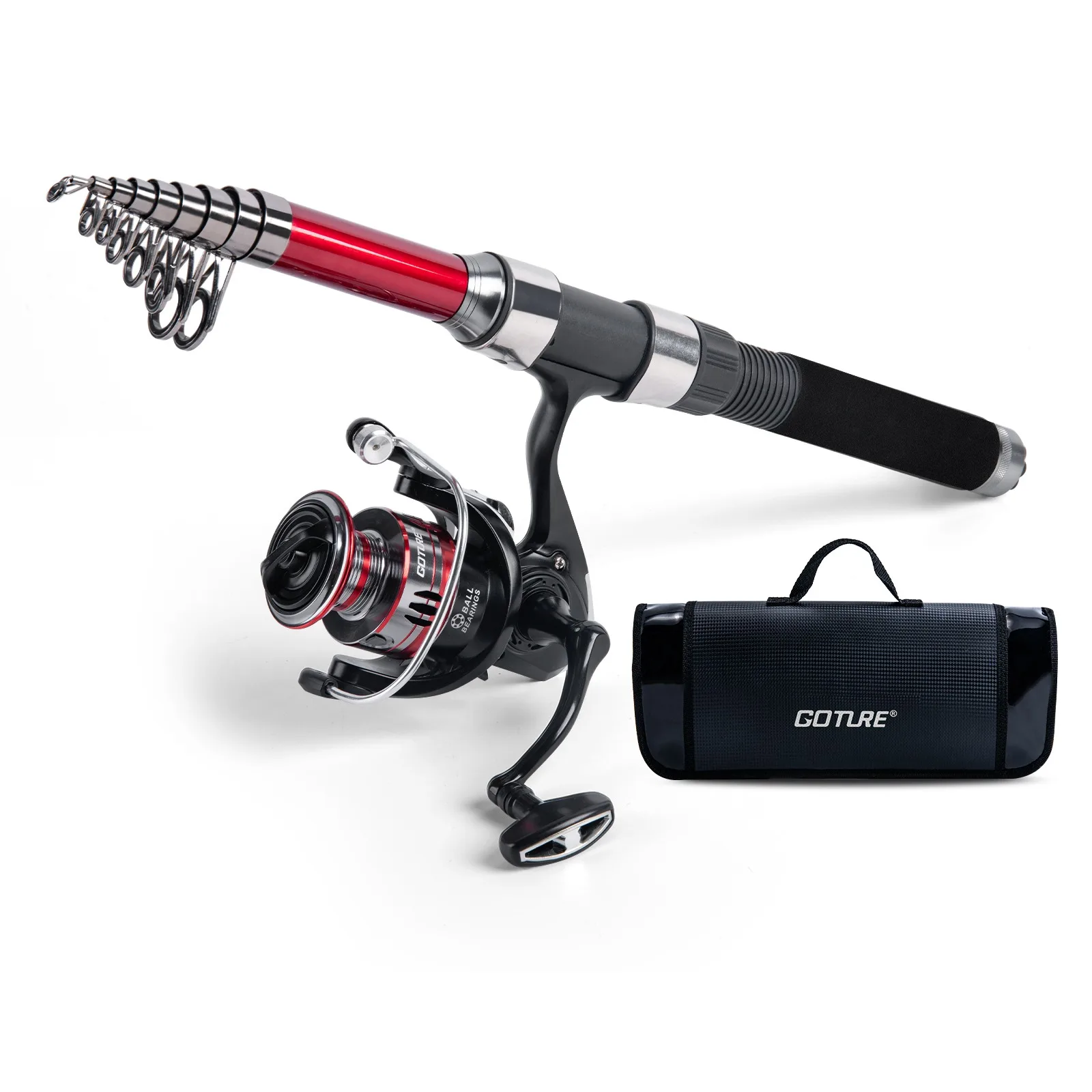 Goture-Kit combinado de carrete de caña de pescar, caña de pescar telescópica de carbono de 1,8-2,7 m, mango ABS, carrete giratorio serie 3000, bolsa impermeable - imagen 2