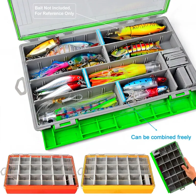Caja de aparejos de pesca de una sola capa, caja organizadora de almacenamiento de señuelos desmontable para cebos duros, Crankbait, lápiz, señuelo, cajas de aparejos de pesca