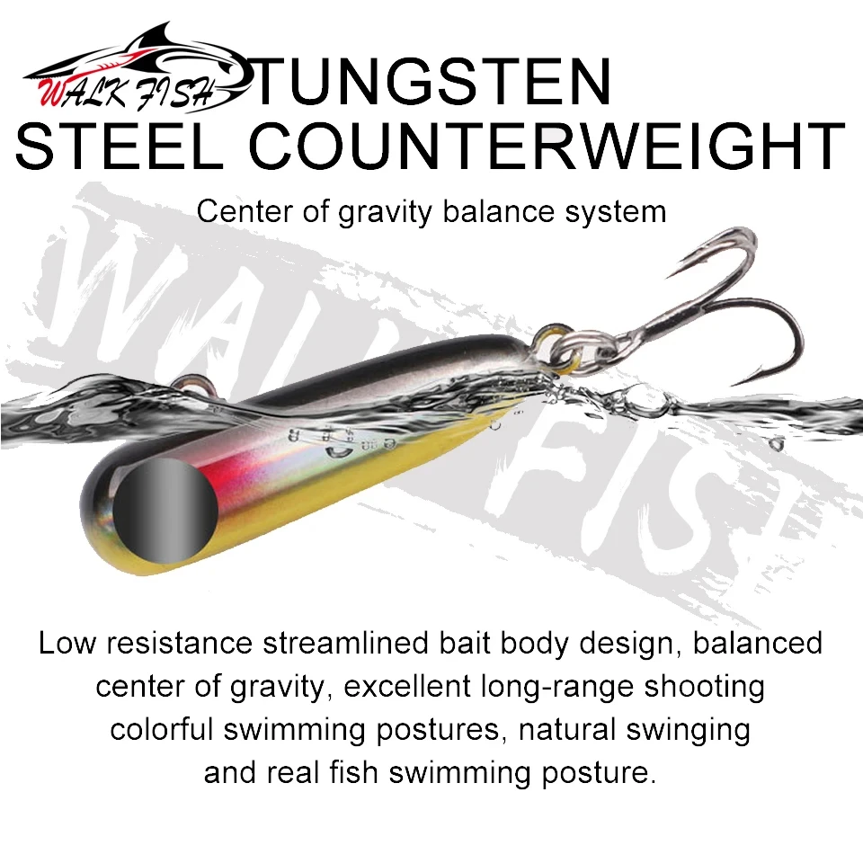 WALK FISH 1 Uds 30mm 2,4g Mini señuelo tipo lápiz que se hunde con cuentas de tungsteno Micro cebo de pesca para trucha flujo de agua dulce Wobbler - imagen 4