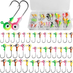Kit de anzuelos con cabeza de anzuelo de pesca, 40 Uds., bola redonda, cabezas de anzuelo tipo tipo bala, señuelos de pesca pintados surtidos, cabezales de plantilla para lubina dorada