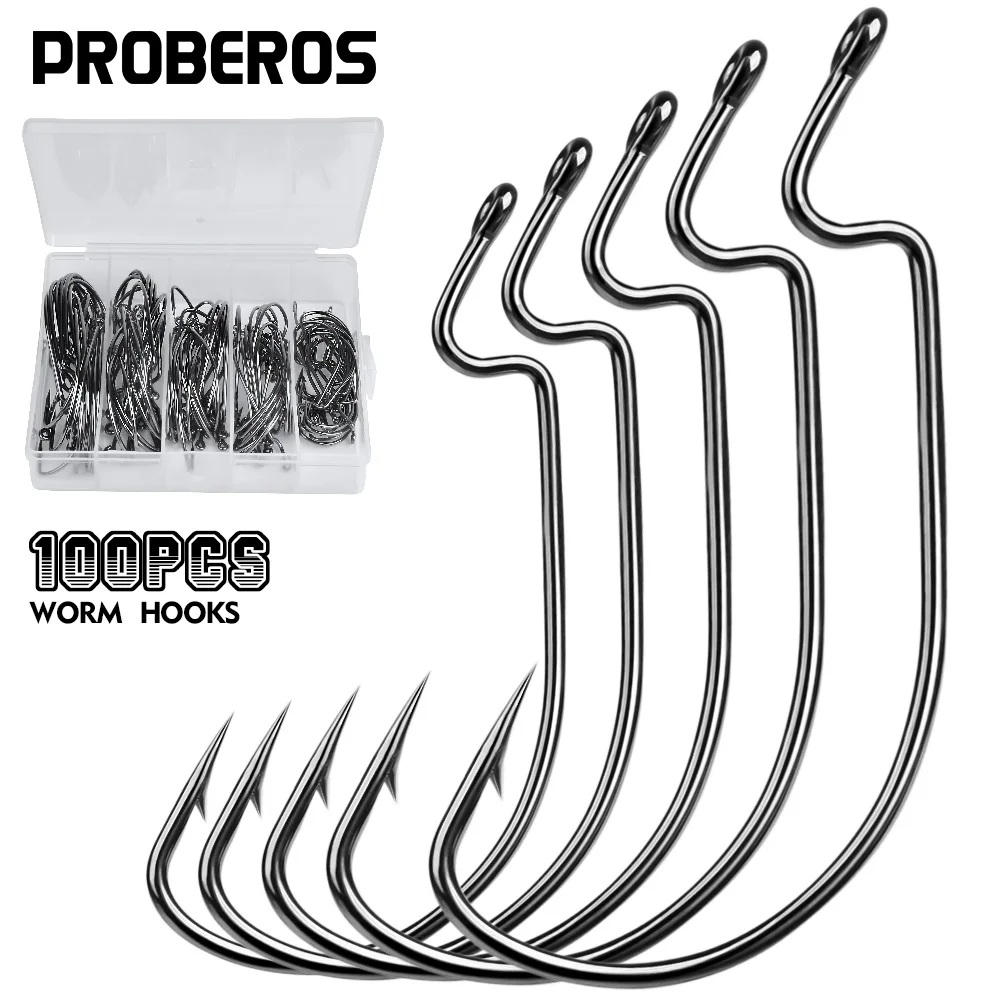 PROBEROS 100 piezas 1/0 # -5/0 #   Anzuelo de pesca con púas de acero rico en carbono, antioxidante, para todas las estaciones, venta al por mayor - imagen 2