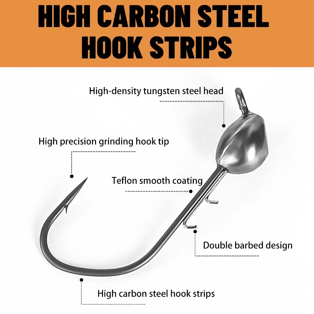 ZUKIBO Gran espina dorsal súper deslizante puerta de gancho de politetrafluoroetileno doble punta de gancho de plomo para evitar el gancho de peces, insectos blandos y accesorios de pesca Equipos de pesca complejos - imagen 2