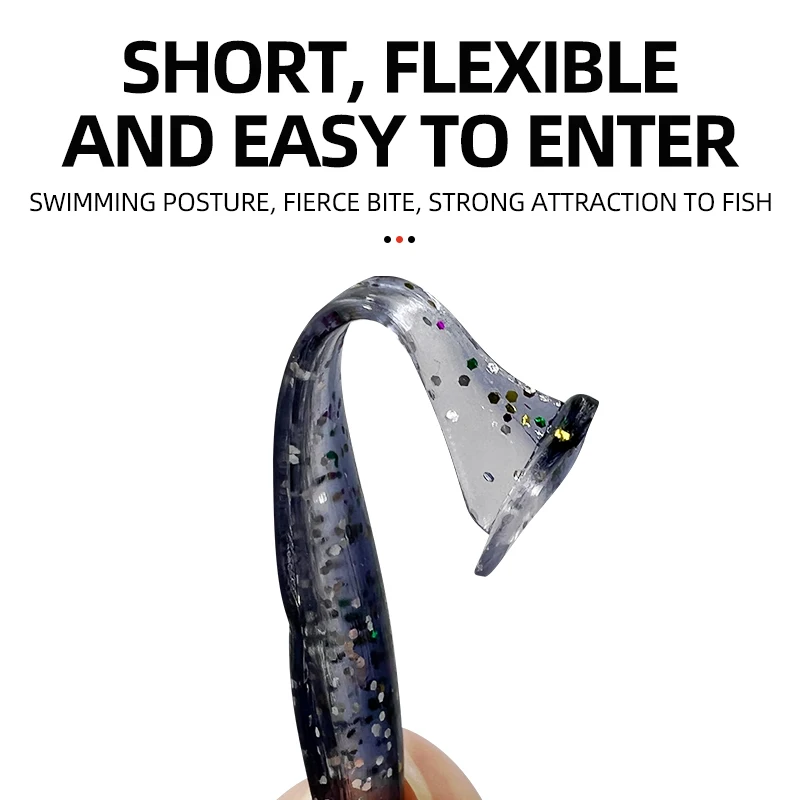 Juego de señuelos: señuelo suave con cola en T, anzuelo de cabeza de plomo, señuelo falso de gusano suave, juego de lanzamiento largo, señuelo de lubina cuelada, Señuelos de pesca Strike Pro, señuelo suave - imagen 2