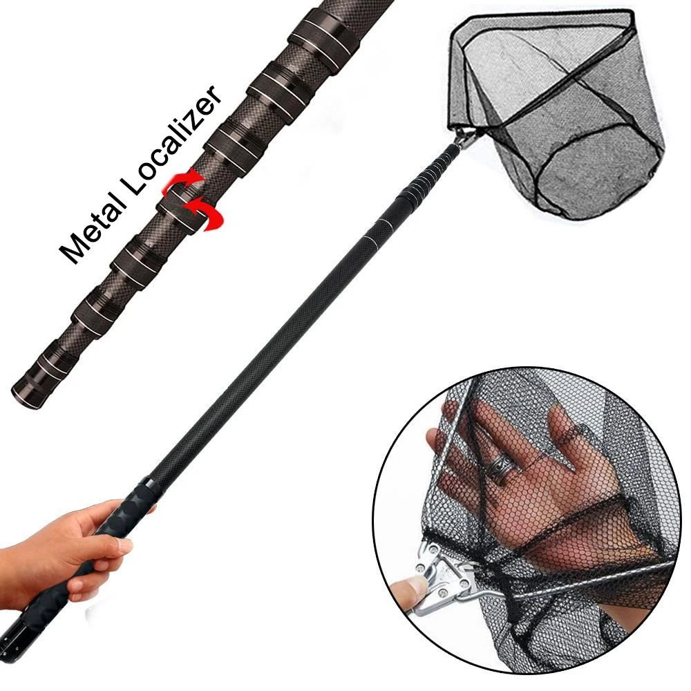 Red de pesca telescópica de gran tamaño 3M4M, localizador de Metal, red de aterrizaje de fibra de carbono, herramienta de pesca ligera y duradera, captura de seguridad - imagen 2